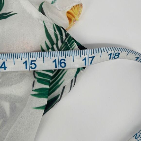 Prettylittlething Womens Tropical Paradise Tie Romper V Neck Green White Size 2 - Picture 7 of 10